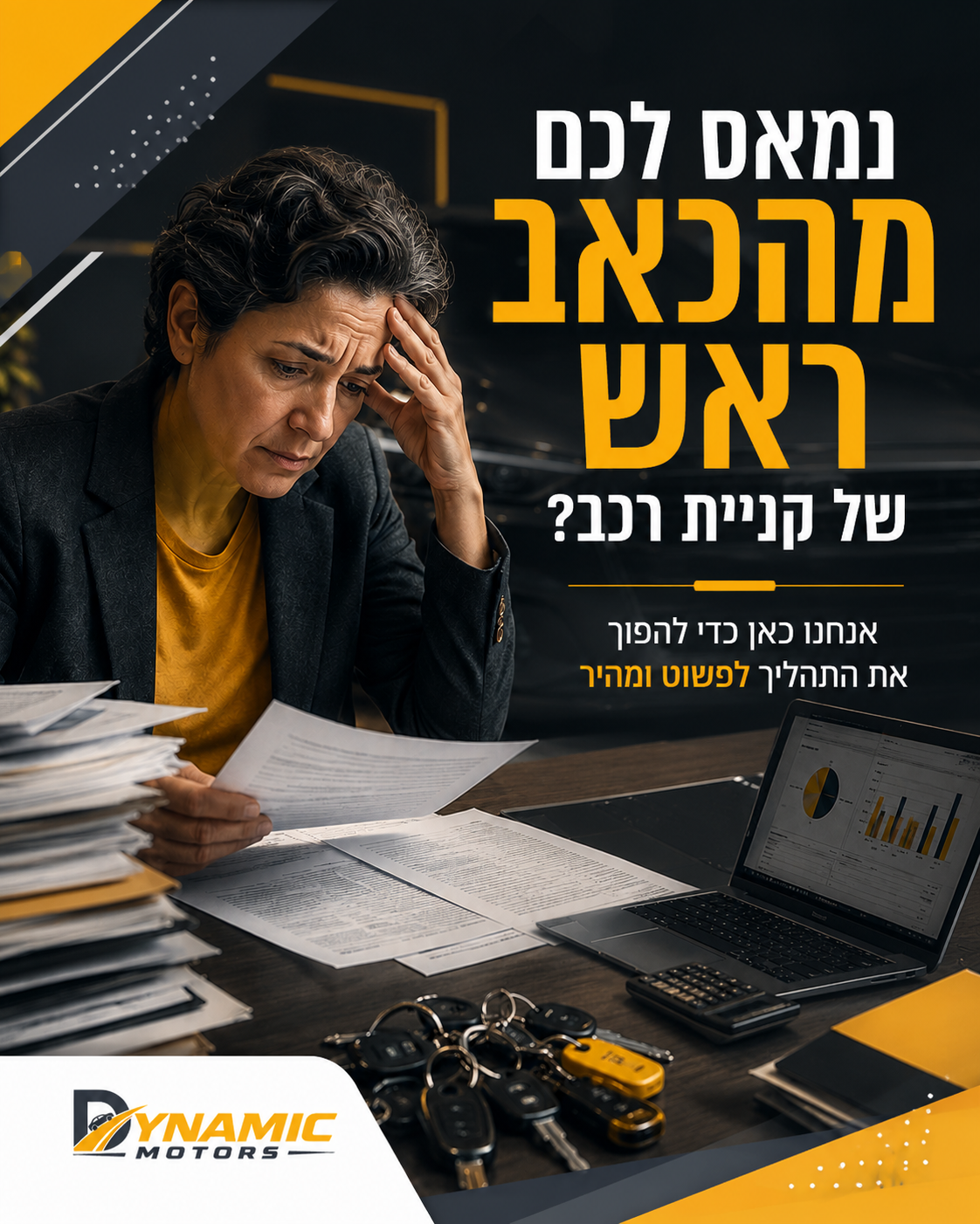 מכירת הרכב הישן, חיפוש אחר מימון משתלם, מציאת רכב מושלם שיענה על כל הצרכים שלך... אנחנו יודעים שכל אלו יכולים להיות כאב