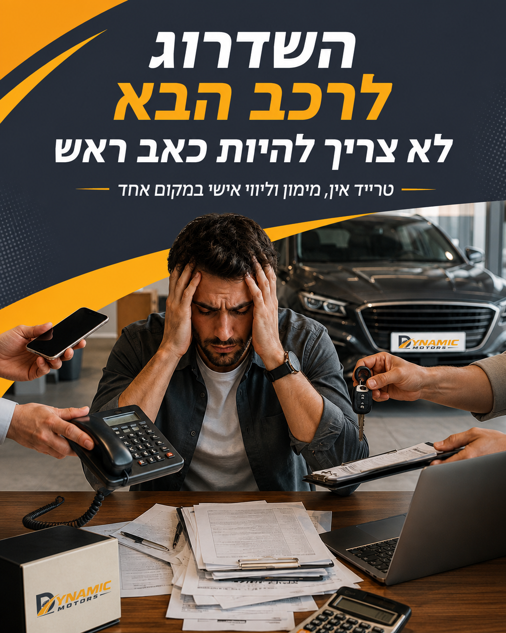 הבעיה הכי גדולה בשדרוג רכב היא לא לבחור דגם. הבעיה היא כל מה שמגיע לפני: למכור את הרכב הישן, להבין מימון, להשוות הצעות,