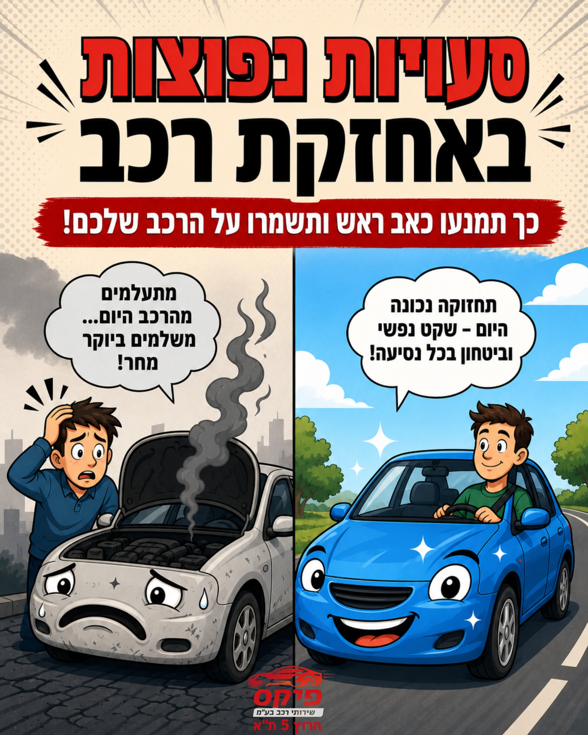 רכב הוא חלק בלתי נפרד מחיינו בתל אביב העמוסה. כדי שהנסיעה תהיה בטוחה וחלקה, חשוב לדעת איך לשמור עליו נכון. יצרנו עבורכם 